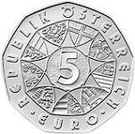 5 евро Австрия 2008 год 100 лет со дня рождения Герберта фон Караяна