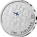 10 евро Финляндия 2008 год 90 лет финскому флагу