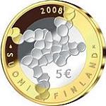 5 евро Финляндия 2008 год 100 лет финской науке и исследованиям