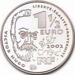 1,5 евро Франция 2002 год 200 лет со дня рождения Виктора Гюго