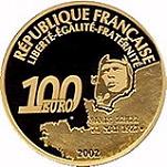 100 евро Франция 2002 год 75 лет со дня первого одиночного перелета Атлантики