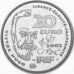 20 евро Франция 2002 год 200 лет со дня рождения Виктора Гюго
