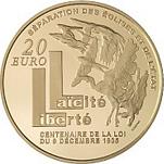 20 евро Франция 2005 год 100 лет закону об отделении Церкви от государства