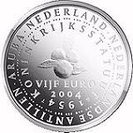 5 евро Нидерланды 2004 год 50 лет окончания колонизации Нидерландских Антильских островов
