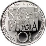 10 евро Италия 2007 год 100 лет Римской школе медальерного искусства