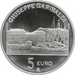 5 евро Италия 2007 год 200 лет со дня рождения Джузеппе Гарибальди