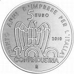 5 евро Италия 2010 год 100 лет основания Итальянской конфедерации промышленных предприятий «Конфиндустрия»