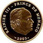 100 евро Монако 2003 год 80 лет со дня рождения Князя Ренье III
