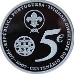 5 евро Португалия 2007 год 100 лет скаутскому движению