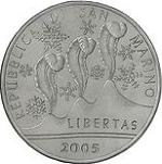 5 евро Сан-Марино 2005 год Зимние Олимпийские игры 2006 в Турине