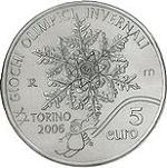5 евро Сан-Марино 2005 год Зимние Олимпийские игры 2006 в Турине