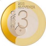3 евро Словения 2010 год Любляна - Всемирная книжная столица 2010