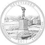 25 центов США 2011 год Прекрасная Америка: Национальный военный парк Геттисберг