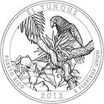 25 центов США 2012 год Прекрасная Америка: Национальный лес Эль-Юнке