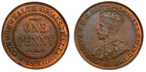 1 пенни Австралия 1930 год