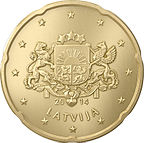 20 евроцентов Латвия аверс