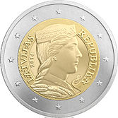 2 евро Латвия аверс
