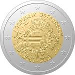 2 евро Австрия 2012 год 10 лет наличному обращению евро