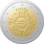 2 евро Испания 2012 год 10 лет наличному обращению евро