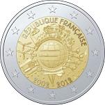 2 евро Франция 2012 год 10 лет наличному обращению евро