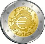 2 евро Нидерланды 2012 год 10 лет наличному обращению евро