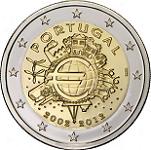 2 евро Португалия 2012 год 10 лет наличному обращению евро