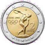 2 евро Греция 2004 год Олимпийские игры-2004 в Афинах