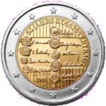 2 евро Австрия 2005 год 50 лет договора о нейтралитете Австрии