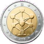 2 евро Бельгия 2006 год Конструкция Атомиум в Брюсселе