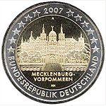 2 евро Германия 2007 год Вторая монета серии «Федеральные земли Германии» — Мекленбург — Передняя Померания)