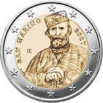 2 евро Сан-Марино 2007 год 200 лет со дня рождения Джузеппе Гарибальди