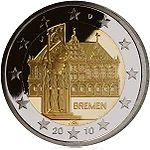 2 евро Германия 2010 год Городская ратуша Бремена