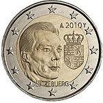2 евро Люксембург 2010 год Герб Великого герцога Люксембурга