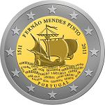 2 евро Португалия 2011 год 500 лет со дня рождения Фернана Мендеса Пинто