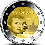 2 евро Люксембург 2012 год 100 лет со дня смерти Великого герцога Люксембургского Вильгельма IV