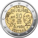 2 евро Германия 2013 год 50 лет франко-германской дружбы