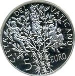 5 евро Ватикан 2005 г. 60 лет с окончания II Мировой Войны
