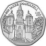5 евро Австрия 2007 год 850 лет Базилике Мариацелль