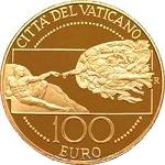100 евро Ватикан 2008 год Сикстинская капелла: Сотворение Адама