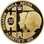 100 евро Бельгия 2009 год 50 лет со дня бракосочетания королевской четы