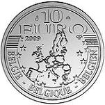 10 евро 2009 год Бельгия 500 лет сатире «Похвала глупости» Эразма Роттердамского