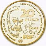 20 евро Франция 2002 год 200 лет со дня рождения Виктора Гюго
