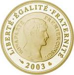 1/4 евро Франция 2003 год Двухсотлетие Франка Жерминаль