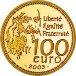 100 евро Франция 2003 год 500 лет картине "Джоконда"