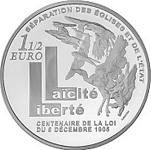 1,5 евро Франция 2005 год 100 лет закону об отделении Церкви от государства
