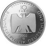 10 евро Германия 2002 год 50 лет немецкому телевидению