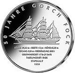 10 евро Германия 2008 год 50 лет паруснику Горх Фок