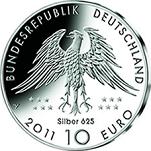 10 евро Германия 2011 год 150 лет открытию праптицы археоптерикс
