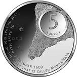 5 евро Голландия 2009 год 400 лет со дня открытия острова Манхэттен