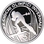 5 евро Италия 2005 год Зимние Олимпийские игры-2006 в Италии: Лыжные гонки